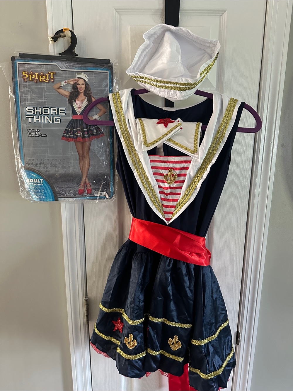 Spirit Navy, Red and White Women's Sailor Costume with Gold Trim